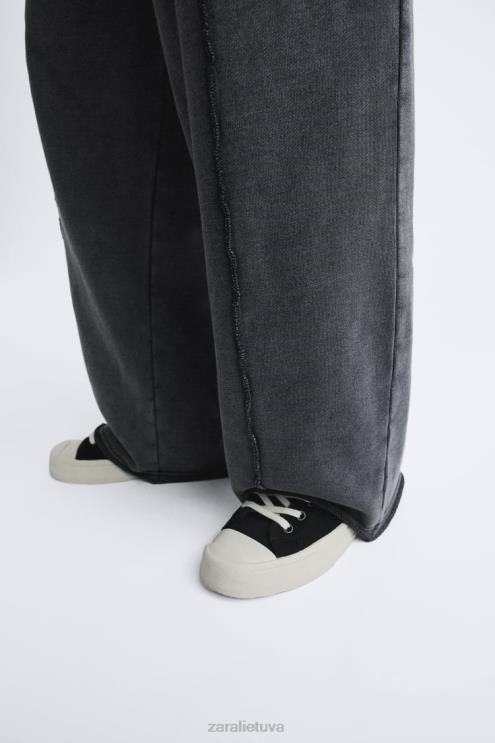 vyrų Zara skalbtos spalvos bėgimo kelnės tamsus antracitas apranga 4N488948