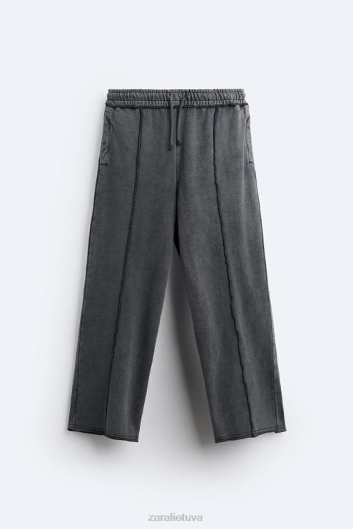 vyrų Zara skalbtos spalvos bėgimo kelnės tamsus antracitas apranga 4N488948