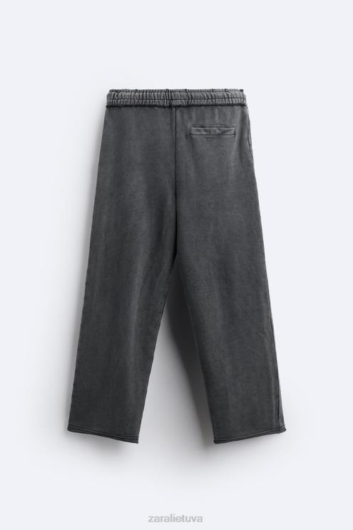 vyrų Zara skalbtos spalvos bėgimo kelnės tamsus antracitas apranga 4N488948