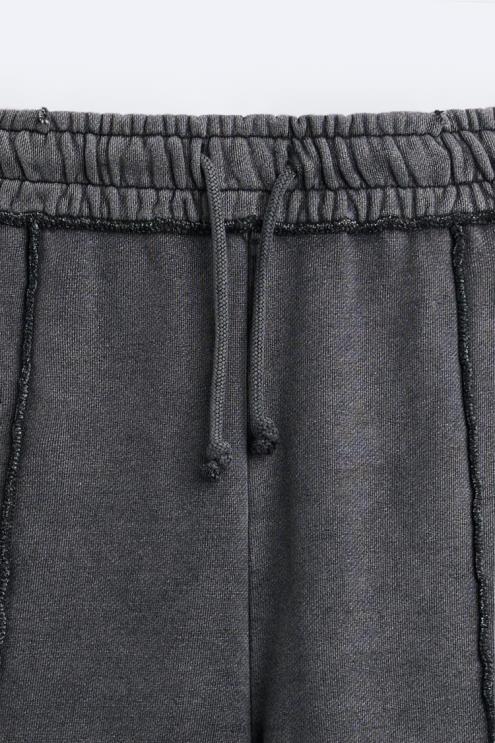 vyrų Zara skalbtos spalvos bėgimo kelnės tamsus antracitas apranga 4N488948