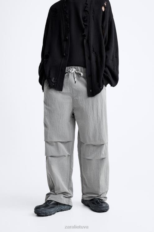 vyrų Zara techninės parašiutinės kelnės sidabras apranga 4N488953
