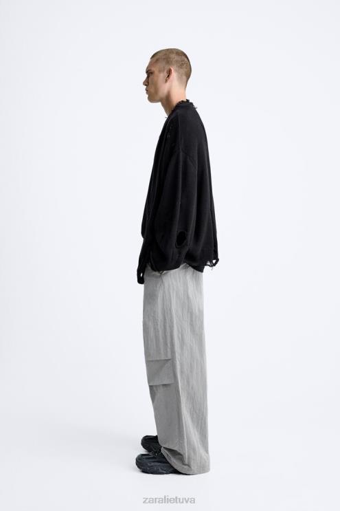 vyrų Zara techninės parašiutinės kelnės sidabras apranga 4N488953