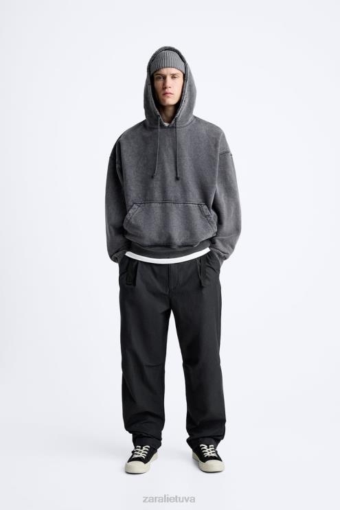 vyrų Zara technines kelnes su dirželiu juodas apranga 4N488952