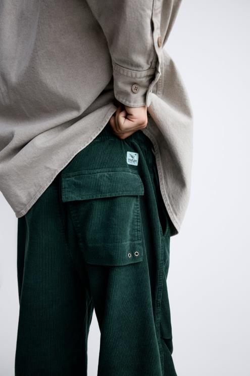 vyrų Zara velvetinės parašiutinės kelnės butelis žalias apranga 4N488950