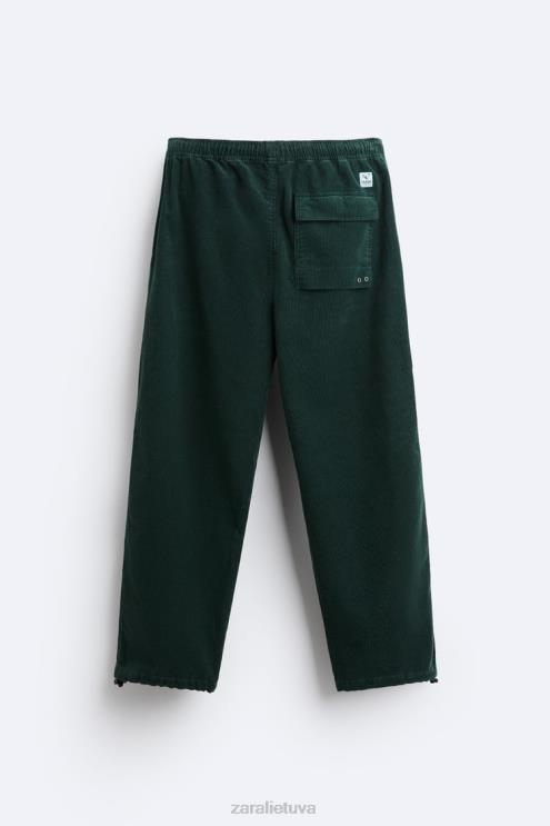vyrų Zara velvetinės parašiutinės kelnės butelis žalias apranga 4N488950