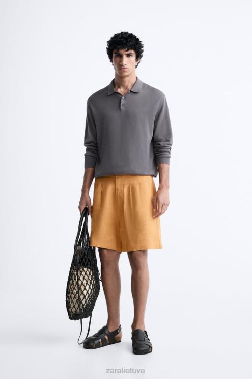 vyrų Zara 100% lininiai šortai oranžinė apranga 4N4881251