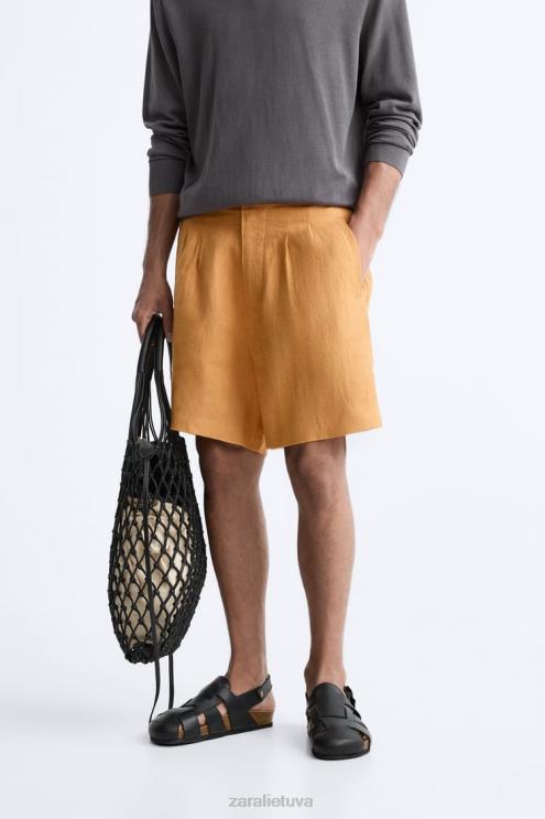 vyrų Zara 100% lininiai šortai oranžinė apranga 4N4881251