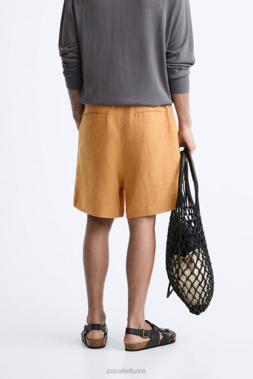 vyrų Zara 100% lininiai šortai oranžinė apranga 4N4881251