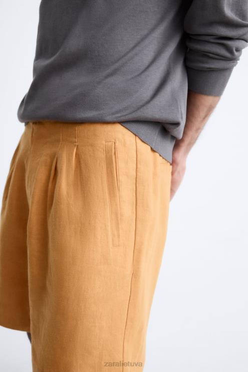 vyrų Zara 100% lininiai šortai oranžinė apranga 4N4881251