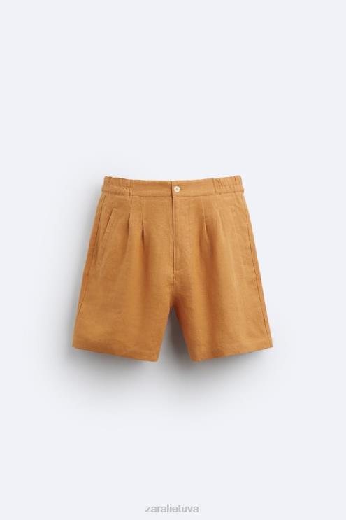 vyrų Zara 100% lininiai šortai oranžinė apranga 4N4881251