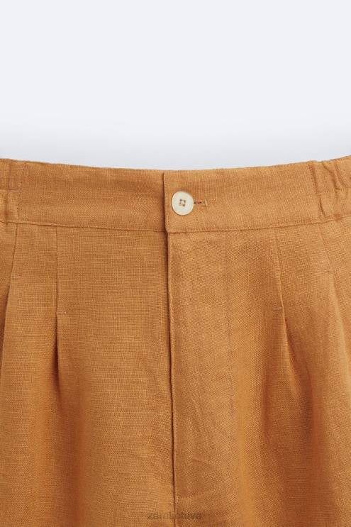 vyrų Zara 100% lininiai šortai oranžinė apranga 4N4881251