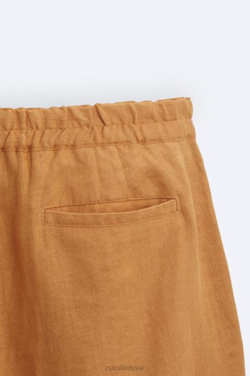 vyrų Zara 100% lininiai šortai oranžinė apranga 4N4881251