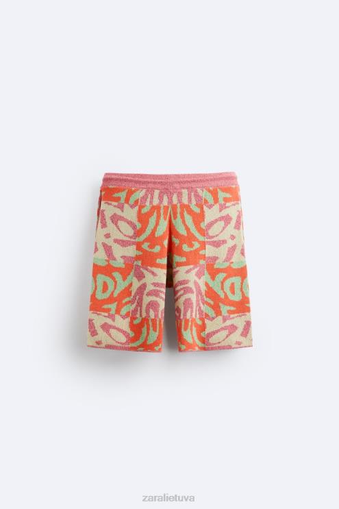 vyrų Zara žakardo kratinio trikotažo šortai rožinis apranga 4N4881238
