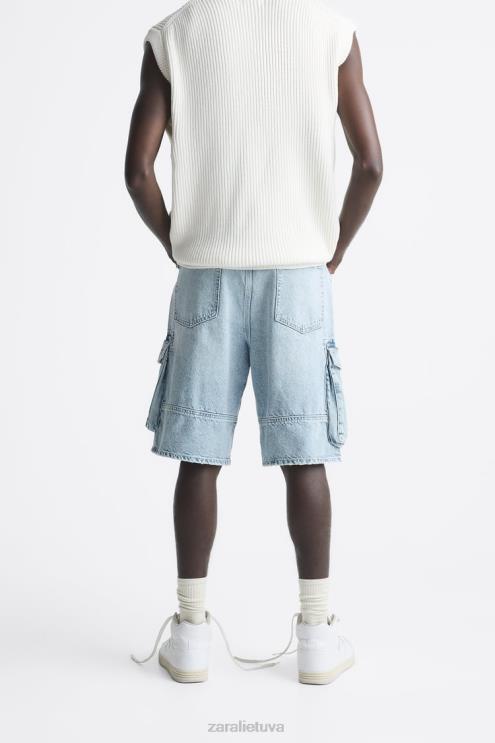 vyrų Zara džinsiniai krovininiai šortai vidurio mėlyna apranga 4N4881248