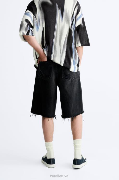 vyrų Zara laisvo stiliaus džinsiniai šortai juodas apranga 4N4881243