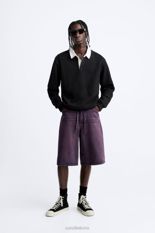 vyrų Zara platūs džinsiniai šortai rožinis apranga 4N4881240