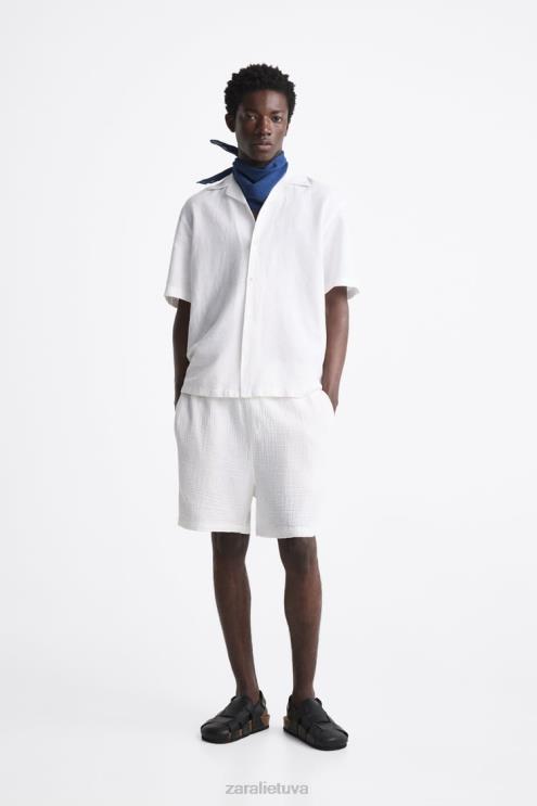 vyrų Zara raukšlėti šortai baltas apranga 4N4881249