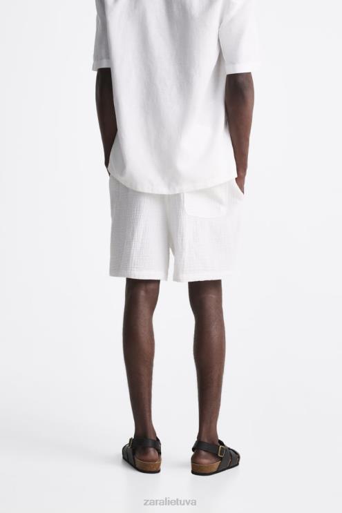 vyrų Zara raukšlėti šortai baltas apranga 4N4881249