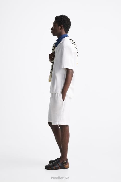 vyrų Zara raukšlėti šortai baltas apranga 4N4881249