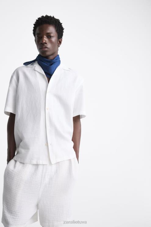 vyrų Zara raukšlėti šortai baltas apranga 4N4881249
