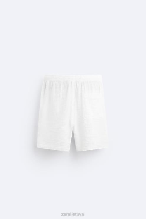 vyrų Zara raukšlėti šortai baltas apranga 4N4881249