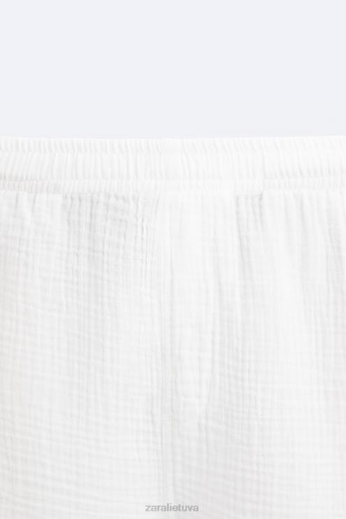 vyrų Zara raukšlėti šortai baltas apranga 4N4881249