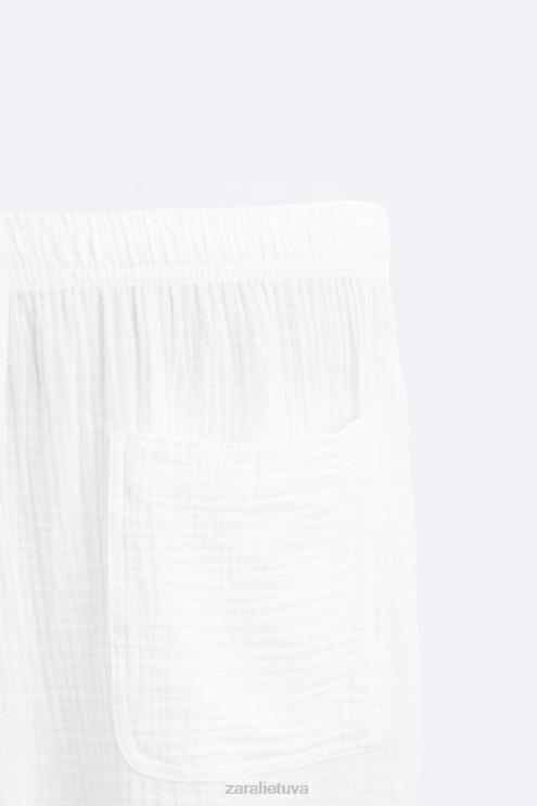 vyrų Zara raukšlėti šortai baltas apranga 4N4881249