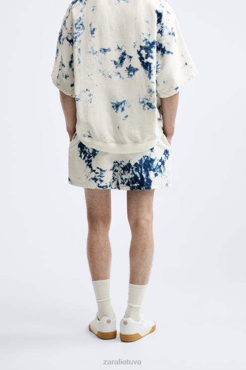 vyrų Zara surišami džinsiniai šortai austrių baltumo apranga 4N4881237