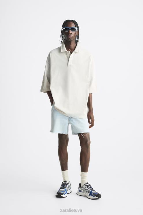 vyrų Zara trumpinti džinsiniai šortai šviesiai mėlynas apranga 4N4881244