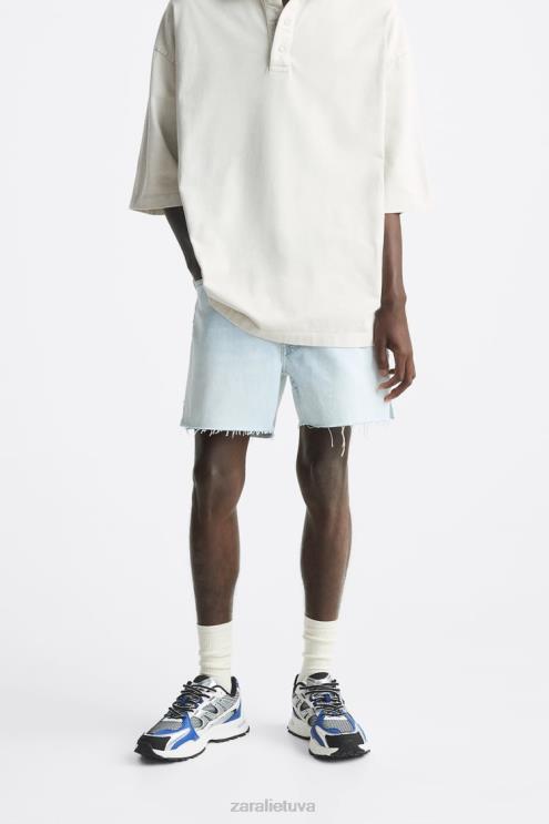 vyrų Zara trumpinti džinsiniai šortai šviesiai mėlynas apranga 4N4881244