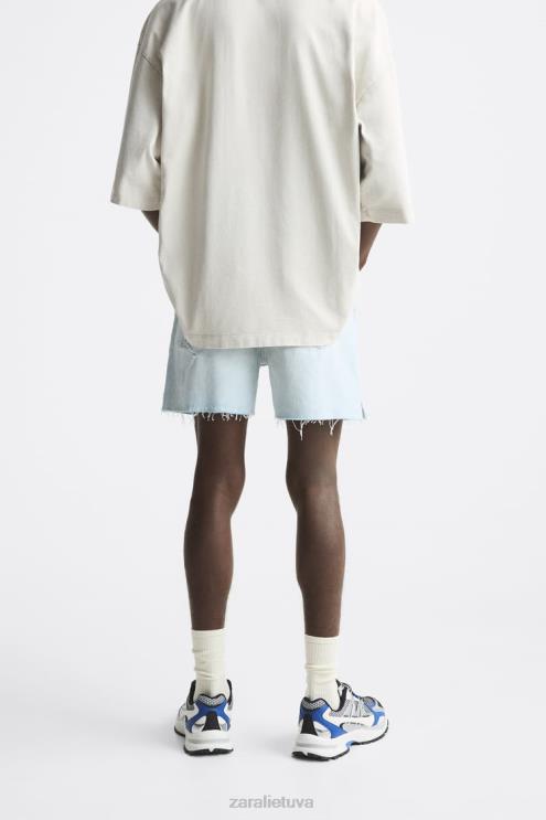 vyrų Zara trumpinti džinsiniai šortai šviesiai mėlynas apranga 4N4881244