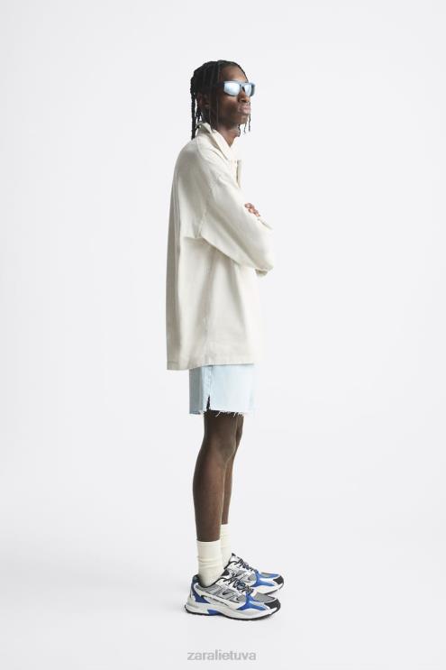 vyrų Zara trumpinti džinsiniai šortai šviesiai mėlynas apranga 4N4881244