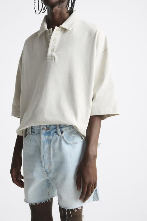 vyrų Zara trumpinti džinsiniai šortai šviesiai mėlynas apranga 4N4881244