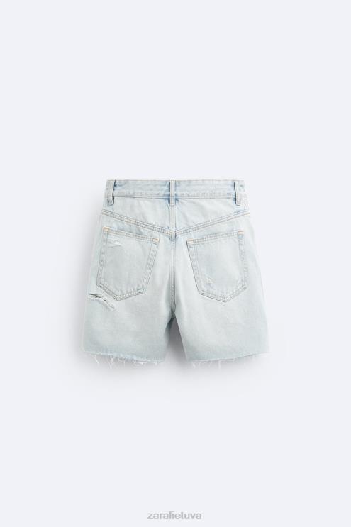vyrų Zara trumpinti džinsiniai šortai šviesiai mėlynas apranga 4N4881244