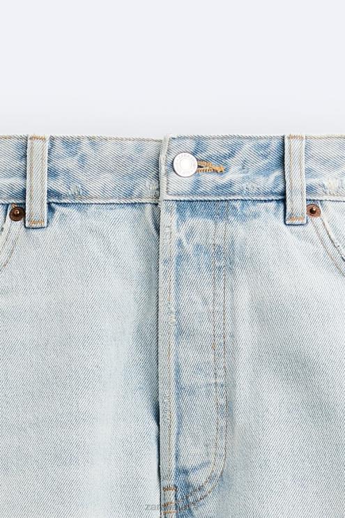 vyrų Zara trumpinti džinsiniai šortai šviesiai mėlynas apranga 4N4881244