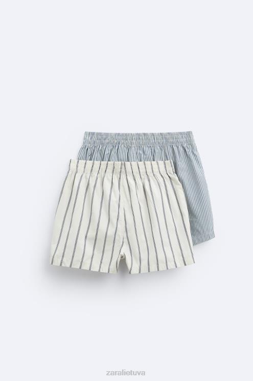 vyrų Zara 2 pakeliai dryžuotų poplino bokserių įvairių priedai 4N4881414