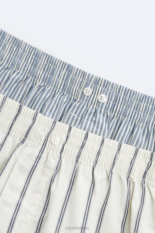 vyrų Zara 2 pakeliai dryžuotų poplino bokserių įvairių priedai 4N4881414