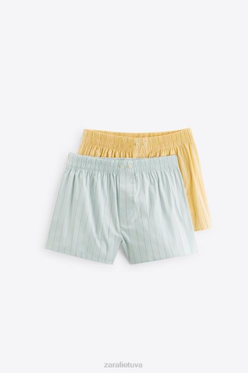 vyrų Zara dvi pakuotės dryžuotų poplino bokserių įvairių priedai 4N4881416
