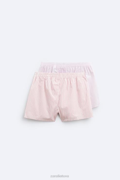 vyrų Zara dvi pakuotės dryžuotų poplino bokserių įvairių priedai 4N4881417