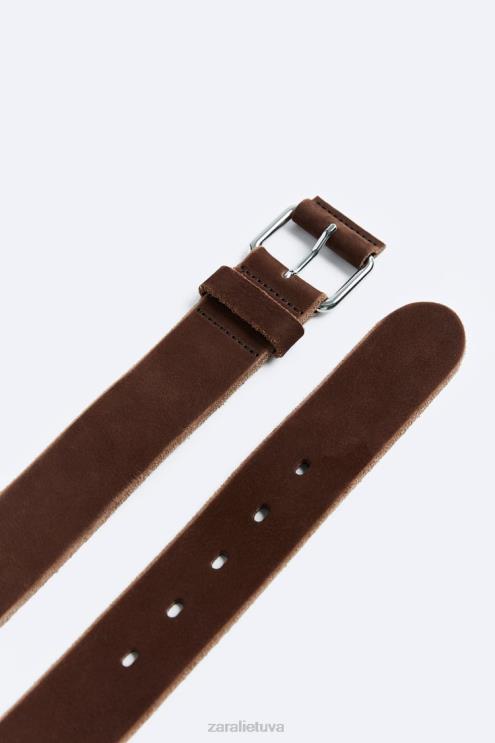 vyrų Zara odinis diržas rudas priedai 4N4881468