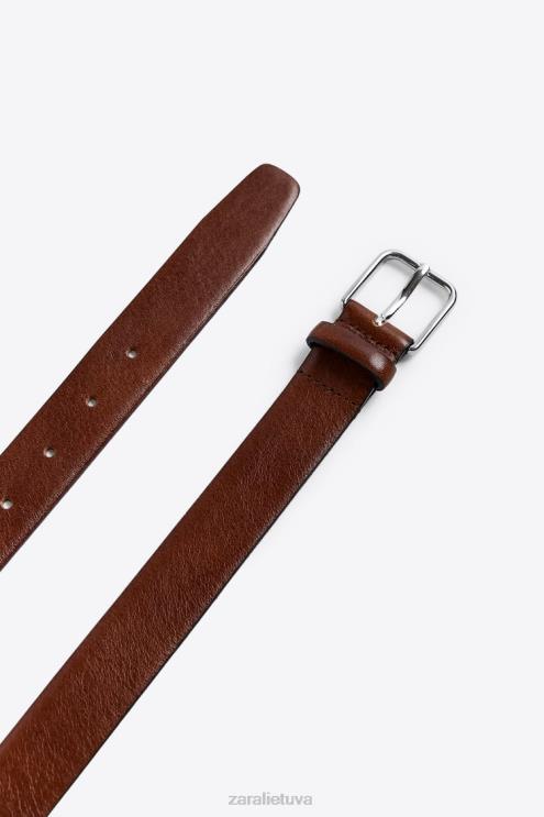 vyrų Zara odinis sukneles dirzas rudas priedai 4N4881459