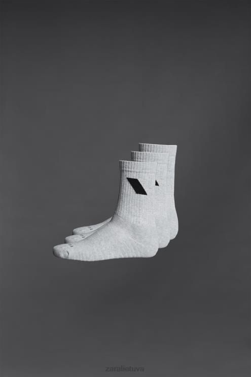 vyrų Zara 3 pakelių sportinės kojinės pilkas marlas priedai 4N4881409