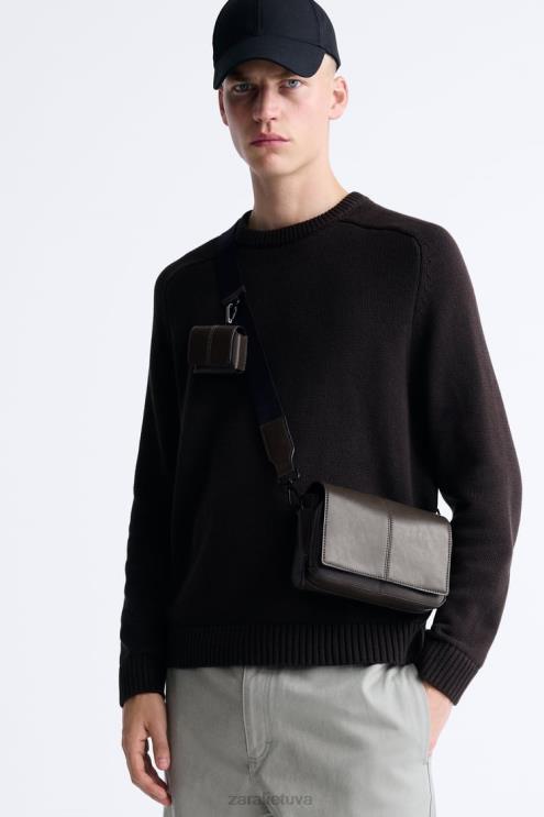 vyrų Zara „crossbody“ krepšys su pinigine monetomis rudas priedai 4N4881334