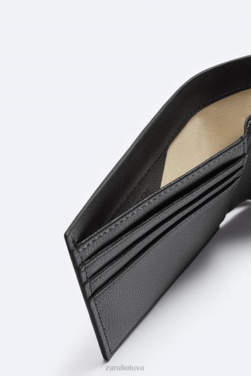 vyrų Zara dviguba piniginė juodas priedai 4N4881344