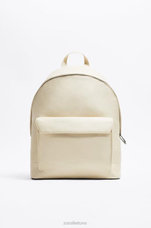 vyrų Zara grūdėta kuprinė su atvartu kaulas baltas priedai 4N4881315