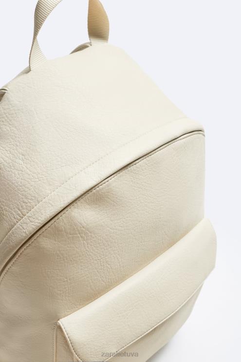 vyrų Zara grūdėta kuprinė su atvartu kaulas baltas priedai 4N4881315