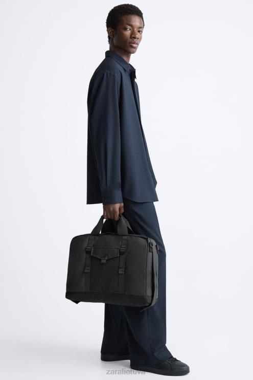 vyrų Zara guminis daugiafunkcis portfelis juodas priedai 4N4881297