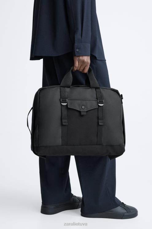 vyrų Zara guminis daugiafunkcis portfelis juodas priedai 4N4881297