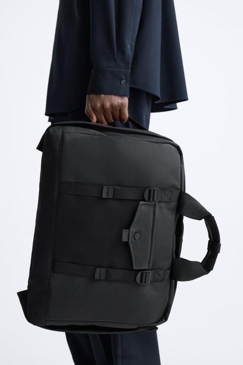 vyrų Zara guminis daugiafunkcis portfelis juodas priedai 4N4881297