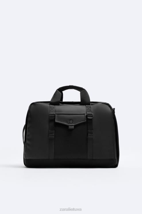 vyrų Zara guminis daugiafunkcis portfelis juodas priedai 4N4881297